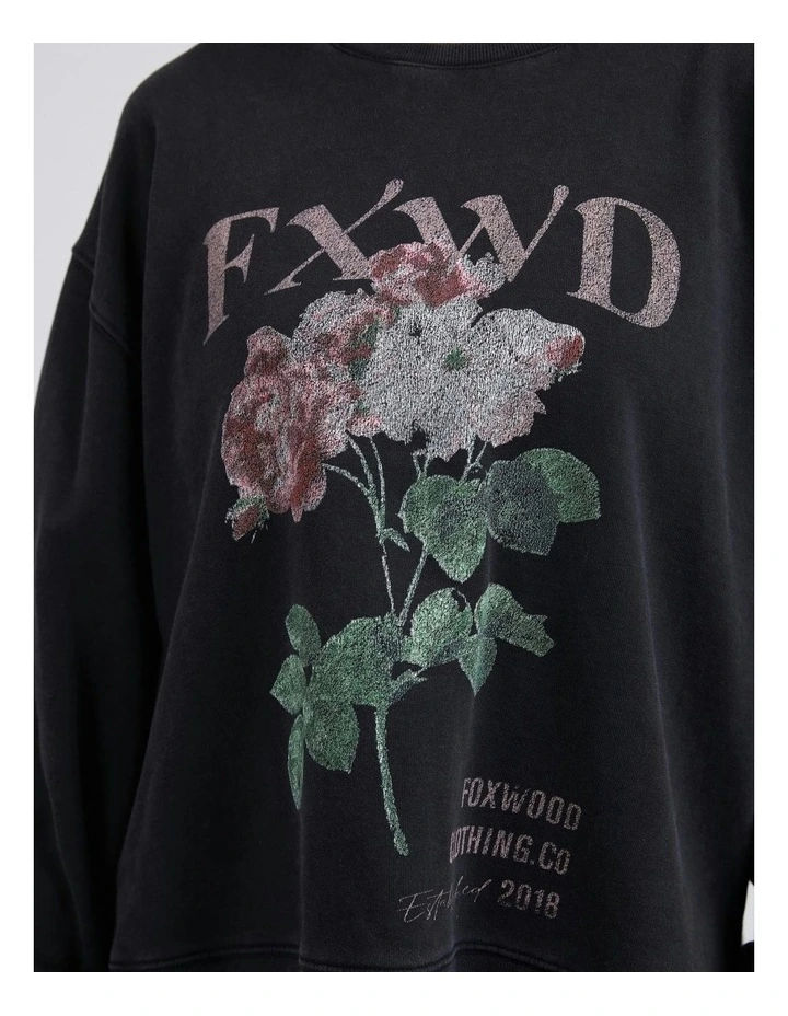 Rosa Crew Jumper in Washed Black image 4