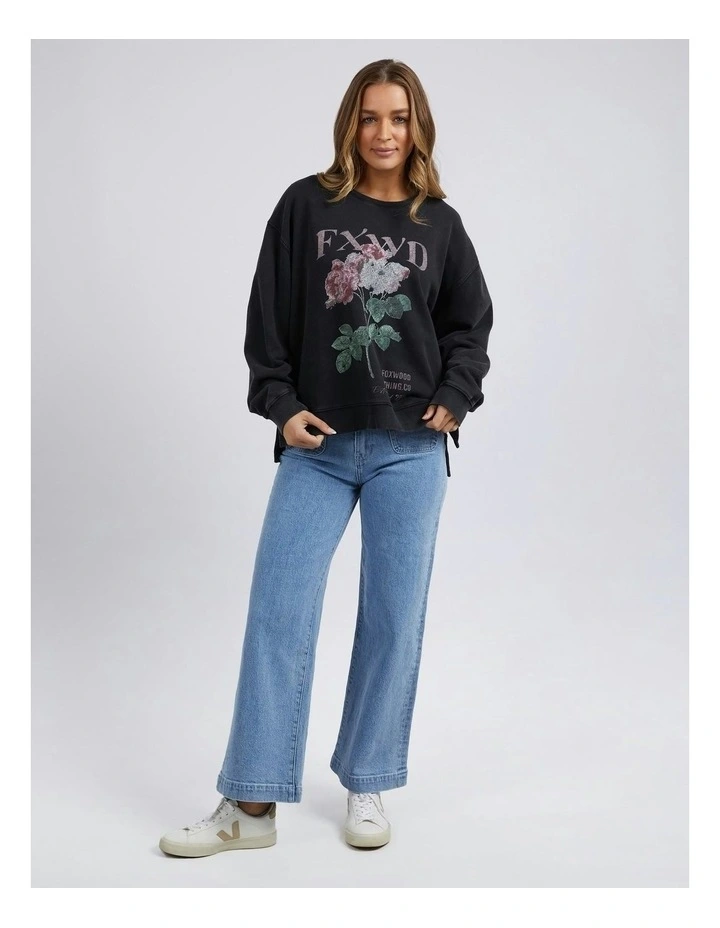 Rosa Crew Jumper in Washed Black image 5