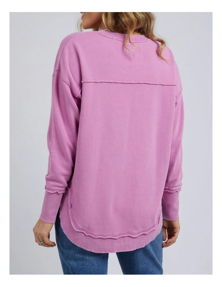 Washed Simplified Crew Jumper in Fuschia image 2