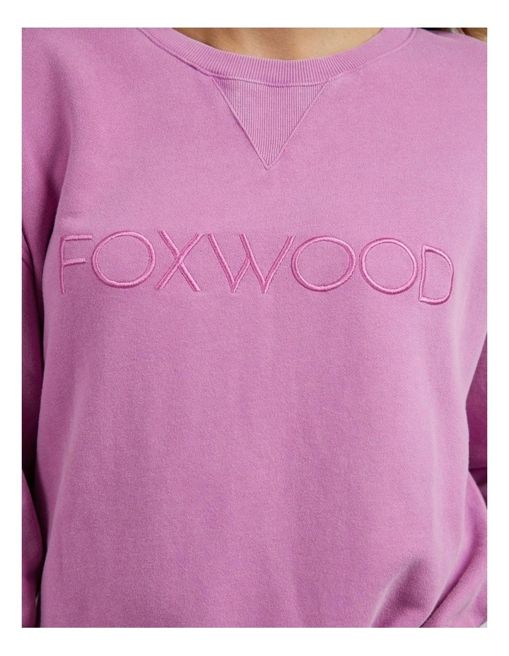 Washed Simplified Crew Jumper in Fuschia image 4