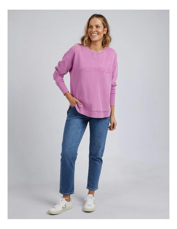 Washed Simplified Crew Jumper in Fuschia image 5