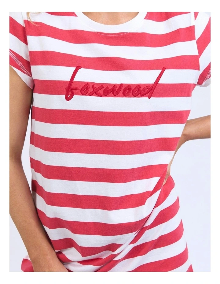 Signature Tee Stripe Dress in White image 4