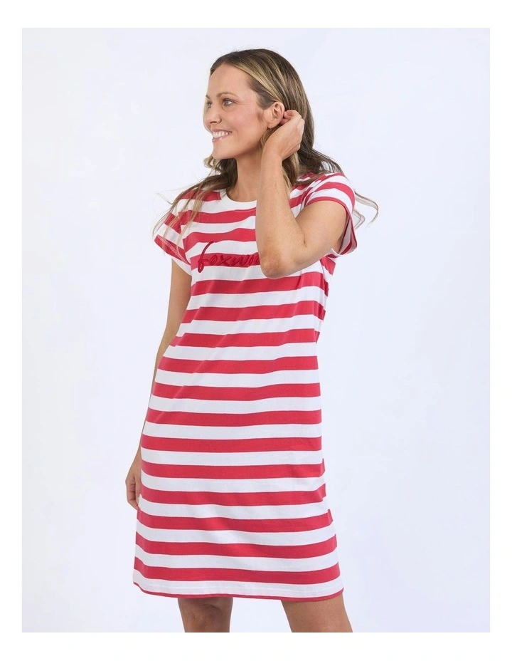 Signature Tee Stripe Dress in White image 5