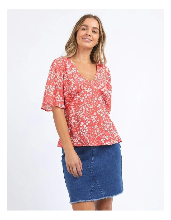 Top Ankara Floral Print in Red image 1