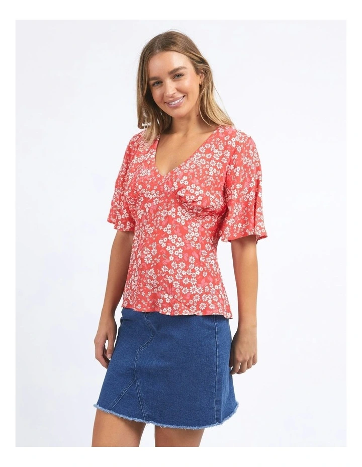 Top Ankara Floral Print in Red image 3