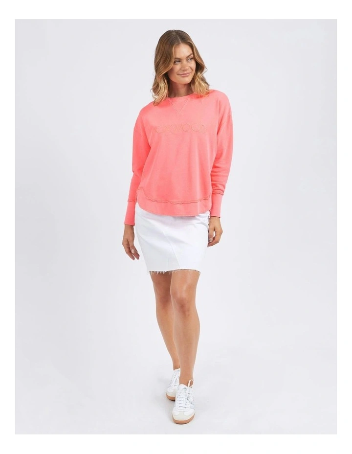 Simplified Crew Neon Sweat Top in Pink image 1