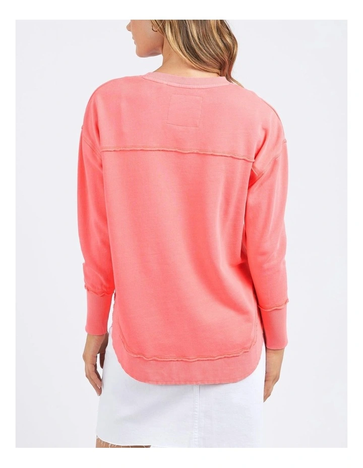 Simplified Crew Neon Sweat Top in Pink image 2