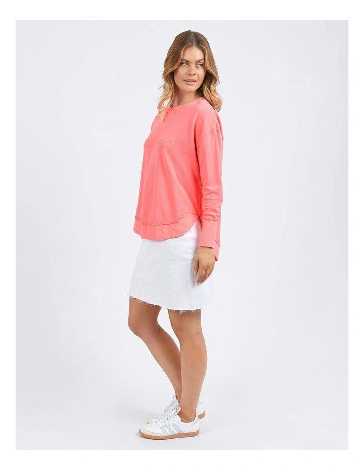 Simplified Crew Neon Sweat Top in Pink image 3