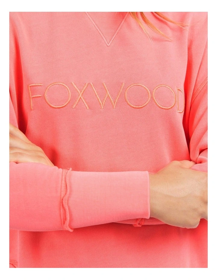 Simplified Crew Neon Sweat Top in Pink image 4