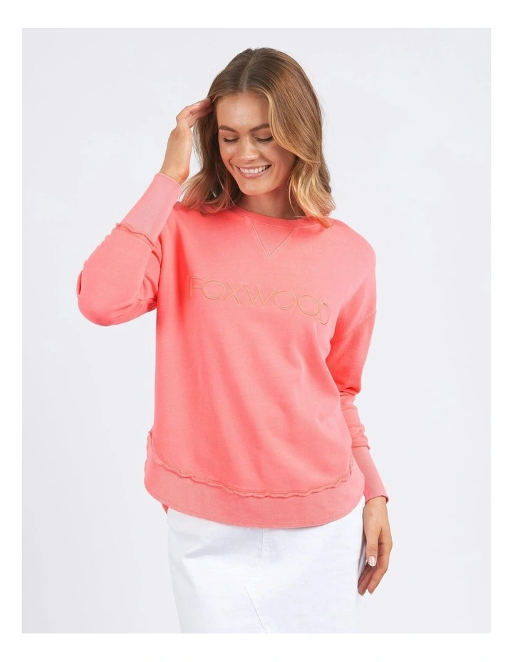 Simplified Crew Neon Sweat Top in Pink image 5