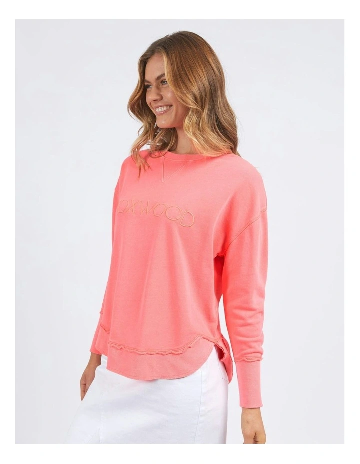 Simplified Crew Neon Sweat Top in Pink image 6