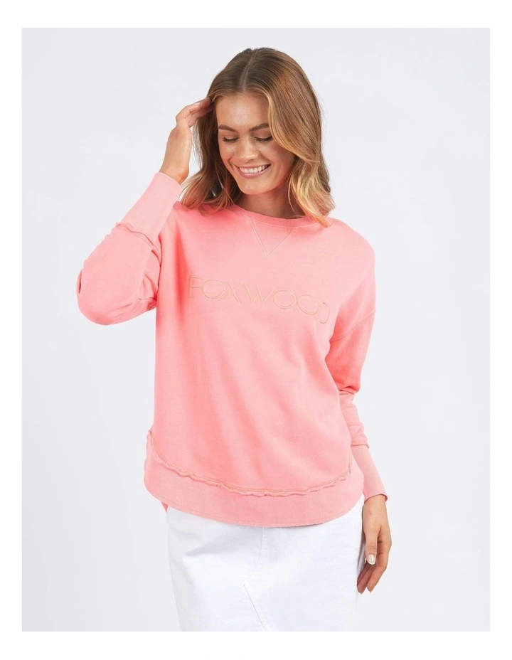 Simplified Crew Neon Sweat Top in Pink image 7
