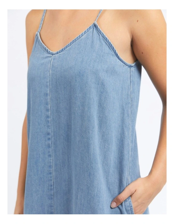 Roma Denim Dress in Mid Blue image 4