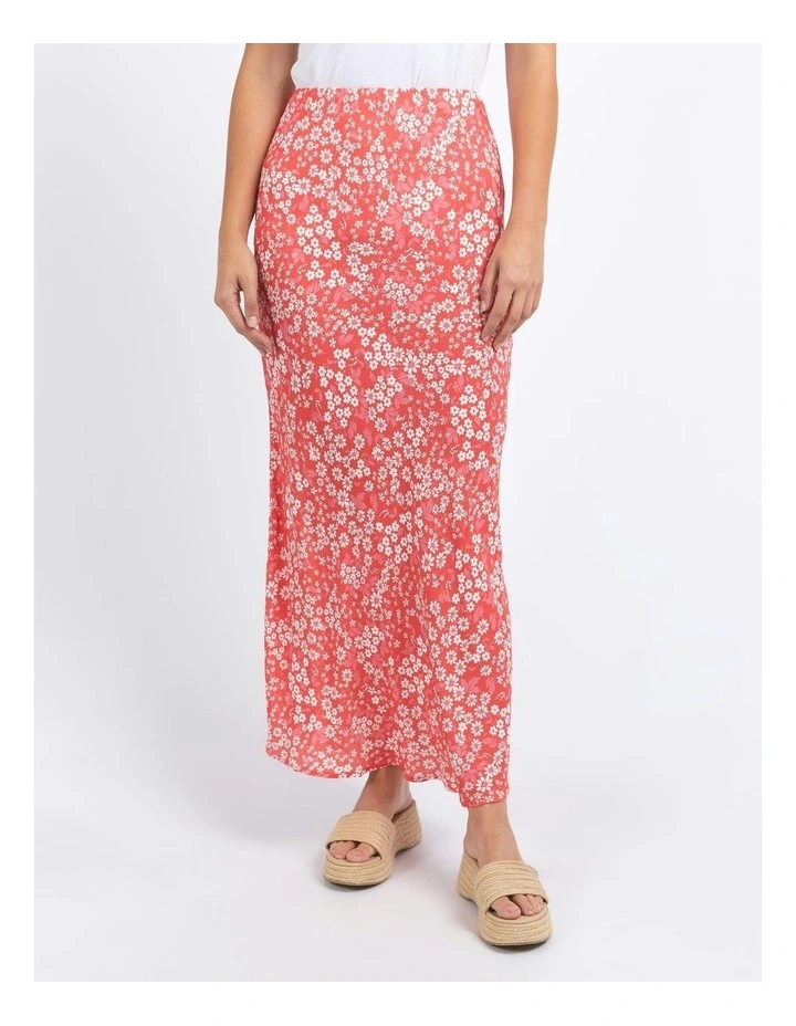 Ankara Floral Print Skirt in Red image 1