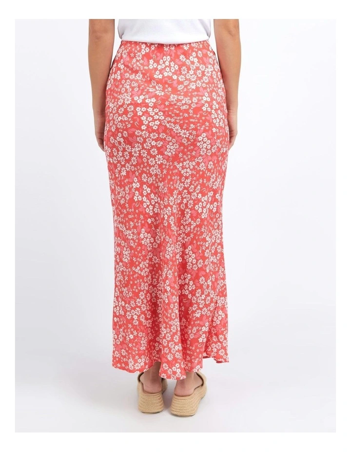 Ankara Floral Print Skirt in Red image 2