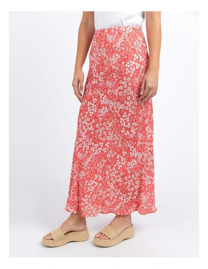 Ankara Floral Print Skirt in Red image 3