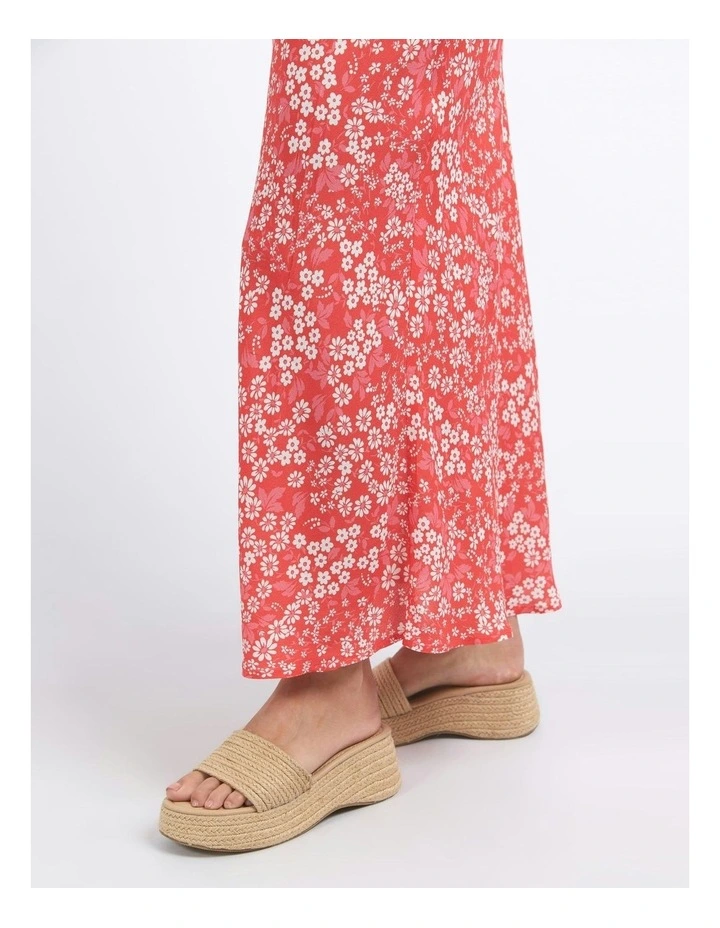 Ankara Floral Print Skirt in Red image 4