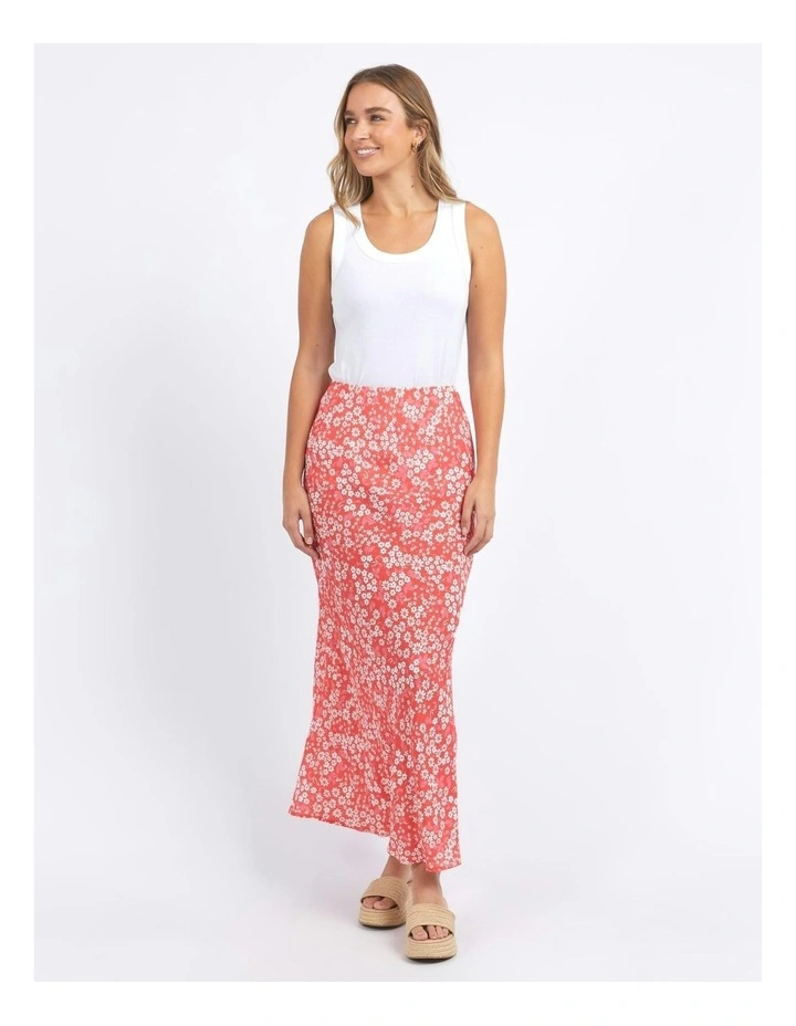 Ankara Floral Print Skirt in Red image 5
