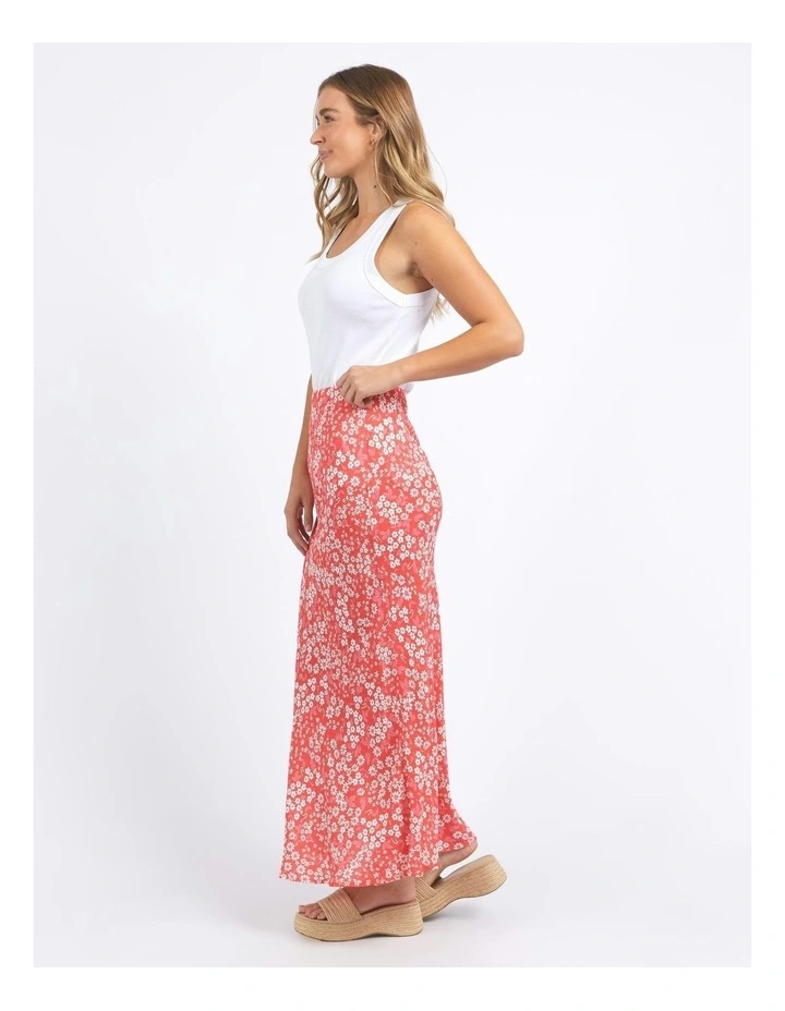 Ankara Floral Print Skirt in Red image 6