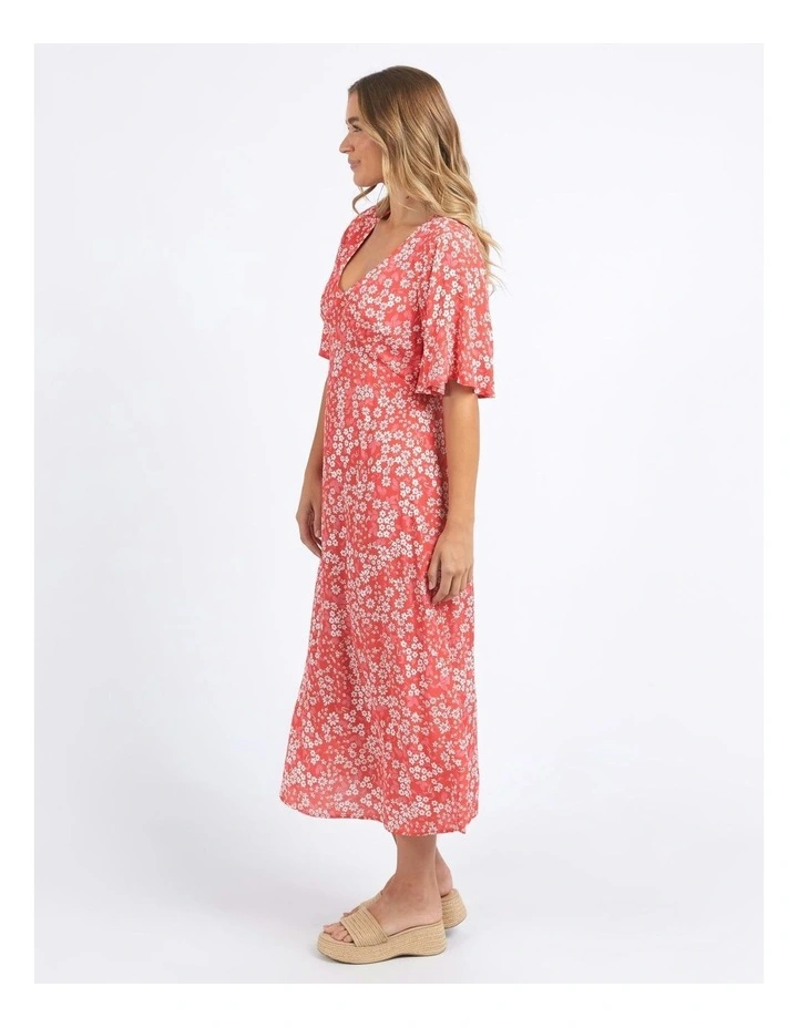 Ankara Floral Print Dress in Red image 3