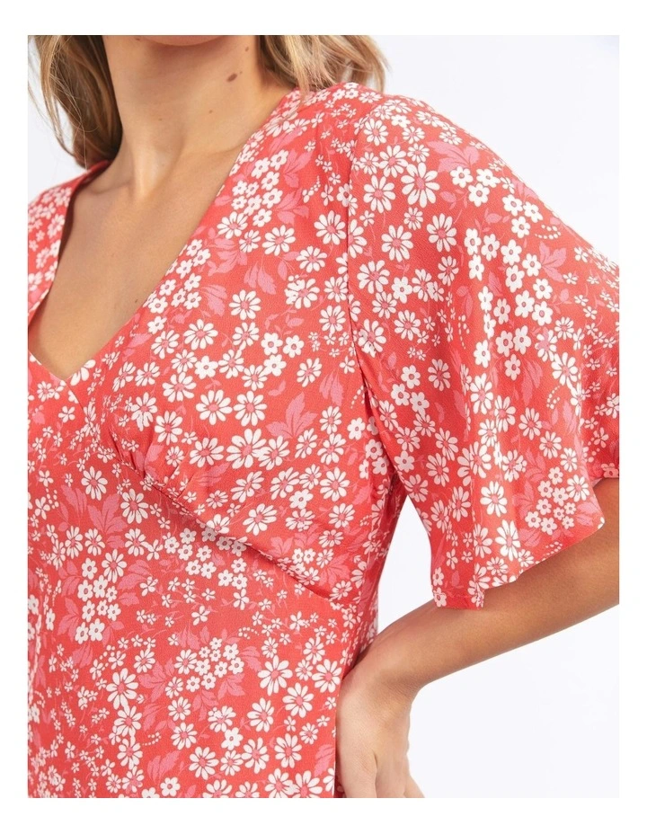 Ankara Floral Print Dress in Red image 4