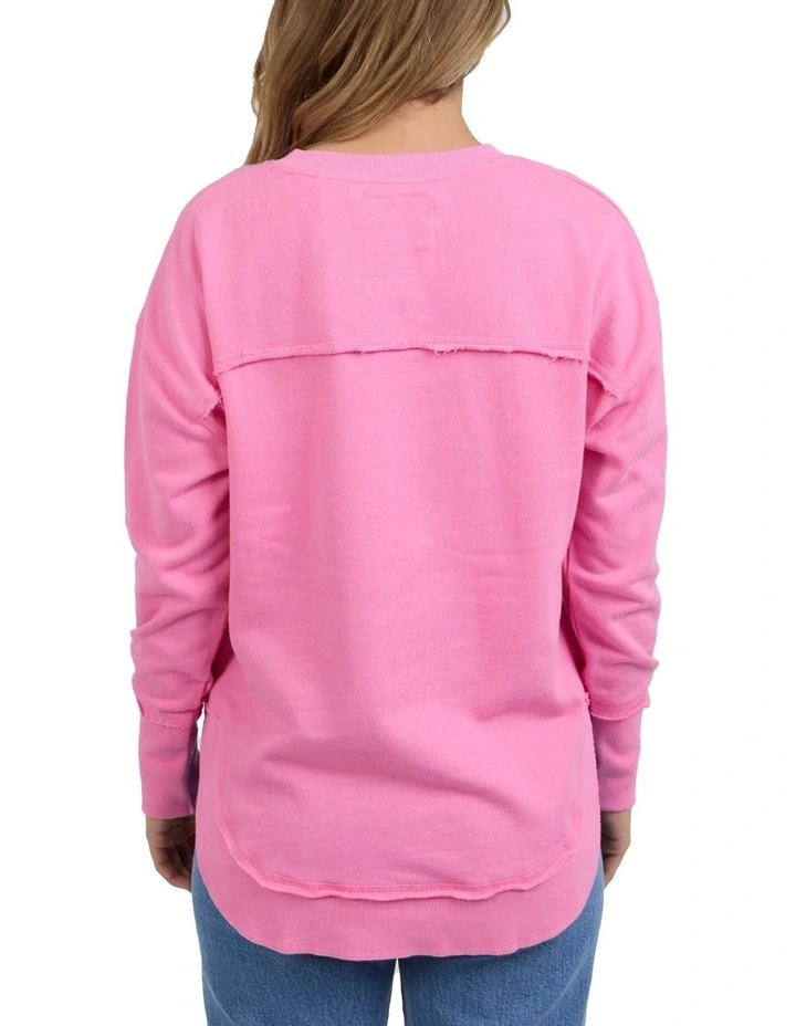 Simplified Metallic Crew Sweater in Bubblegum Pink image 2