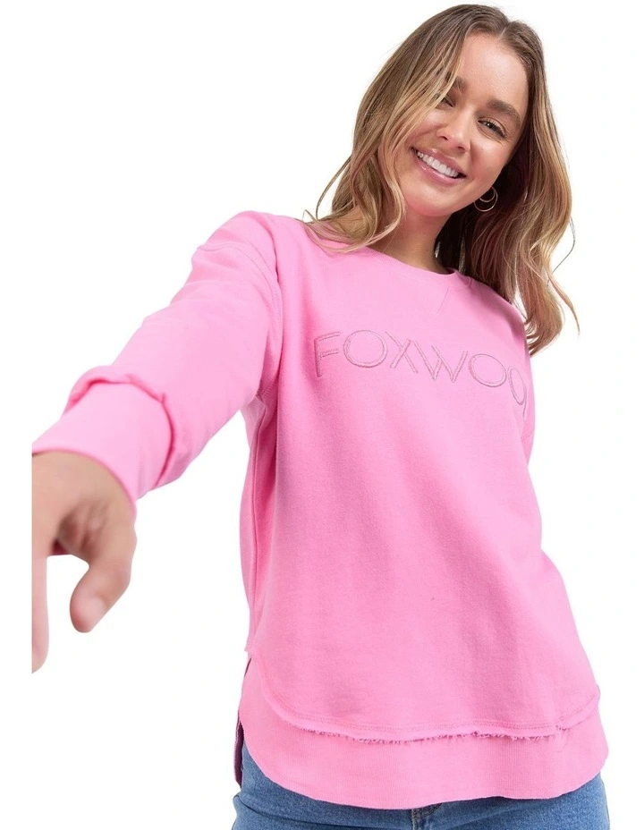 Simplified Metallic Crew Sweater in Bubblegum Pink image 4