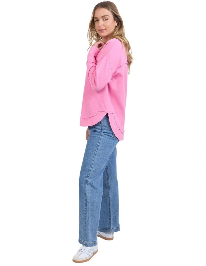 Simplified Metallic Crew Sweater in Bubblegum Pink image 6