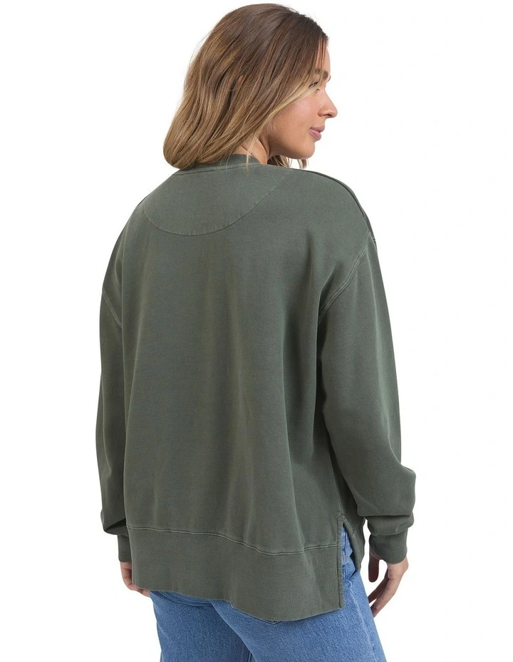 Inbound Crew Neck Jumper in Khaki image 2