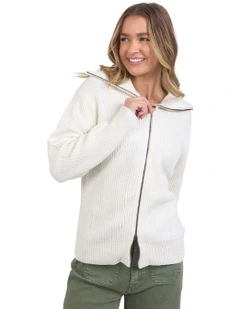 Maurie Zip Knit Jumper in Vintage White