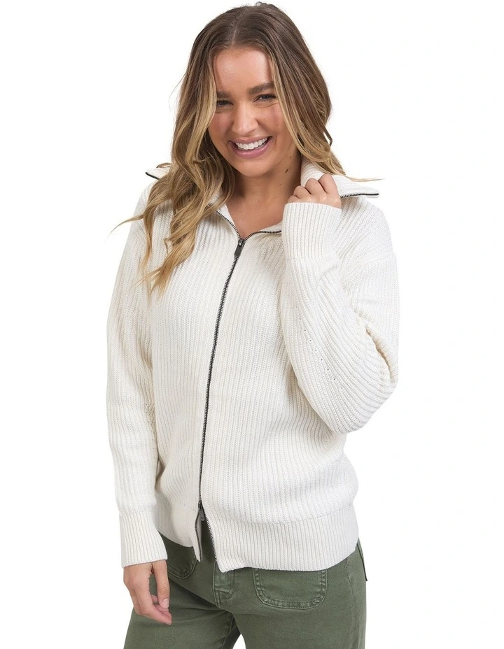 Maurie Zip Knit Jumper in Vintage White image 4