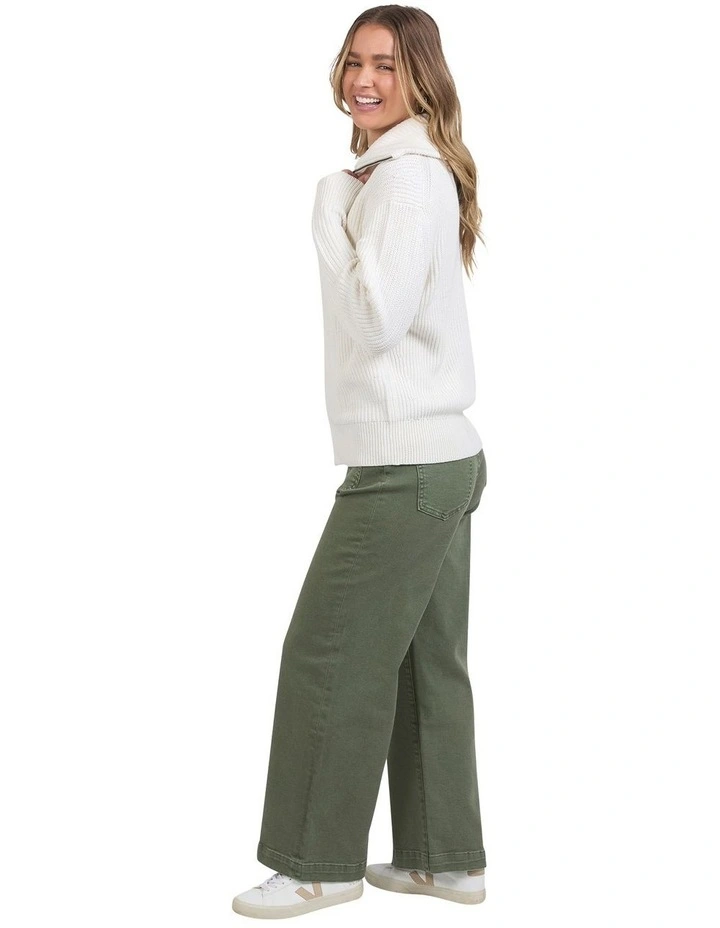 Maurie Zip Knit Jumper in Vintage White image 6
