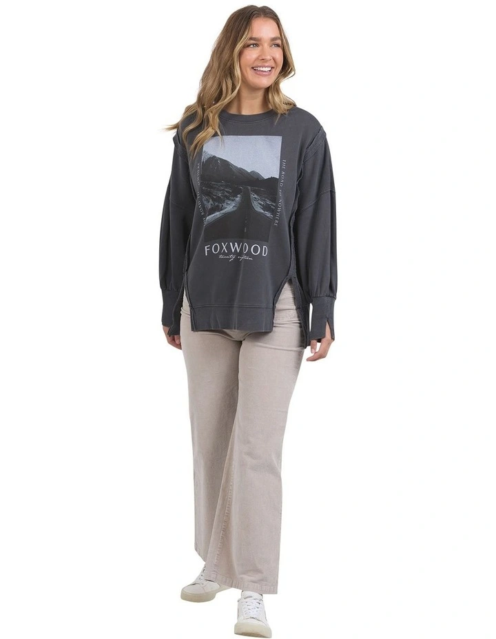 On The Road Crew Neck Jumper in Charcoal image 3