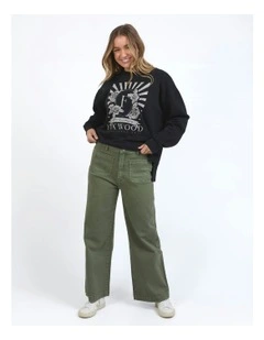 Sarah Wide Leg Jeans in Green
