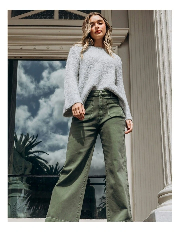 Sarah Wide Leg Jeans in Green image 4