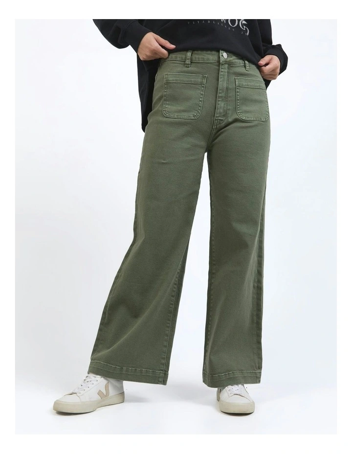Sarah Wide Leg Jeans in Green image 5
