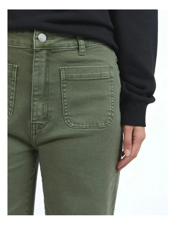 Sarah Wide Leg Jeans in Green image 6