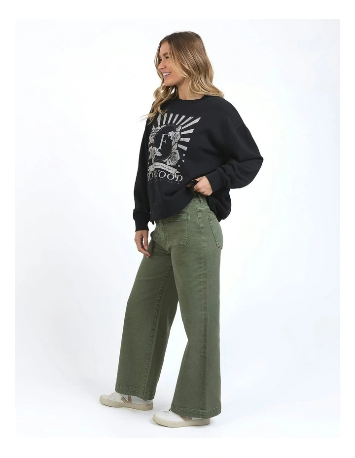Sarah Wide Leg Jeans in Green image 7