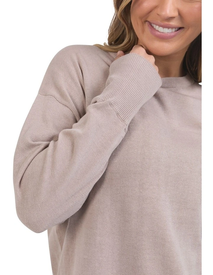 Delilah Knit Jumper in Mushroom image 5