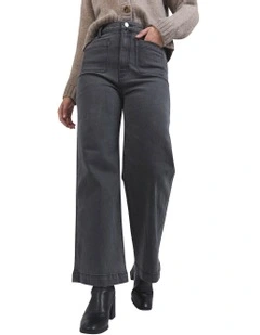 Sarah Wide Leg Jeans in Washed Black