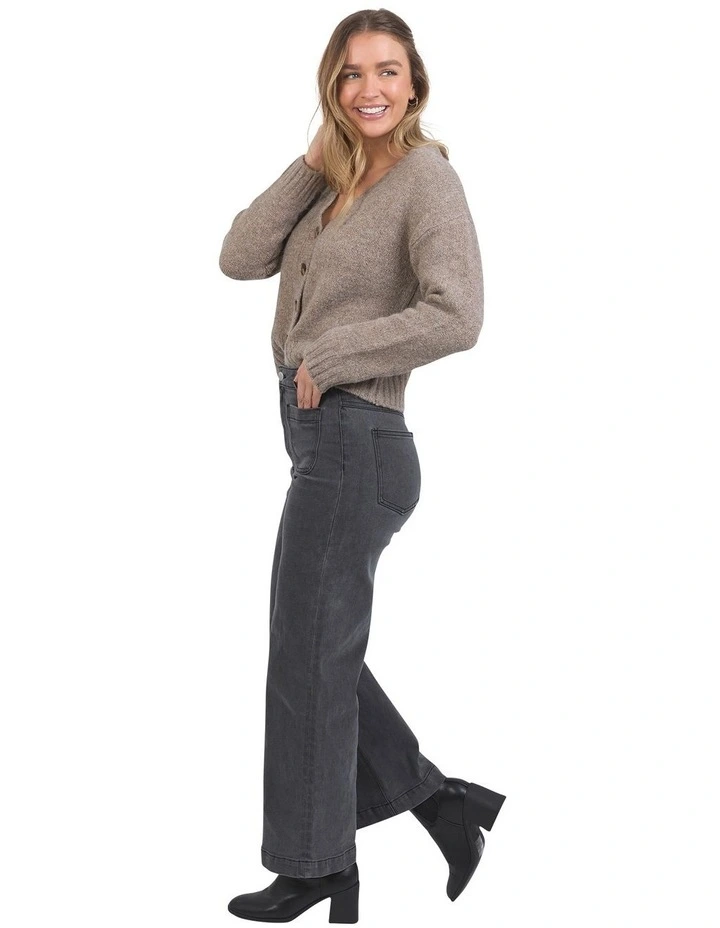Sarah Wide Leg Jeans in Washed Black image 6