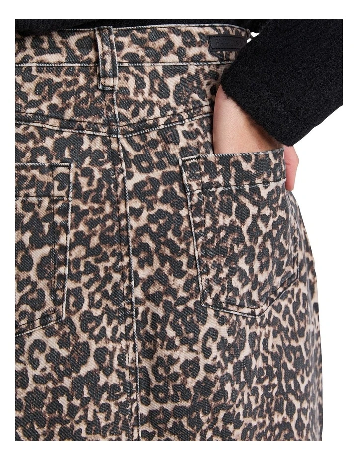 Denim Skirt in Leopard Print image 5