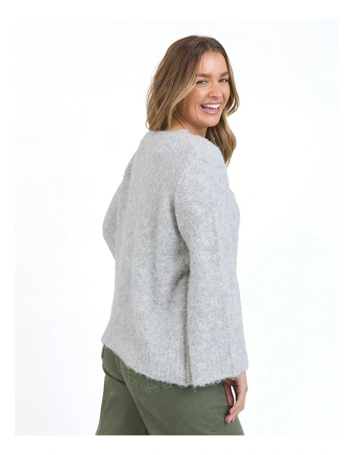 Mindie Knit Crew Jumper in Grey image 2