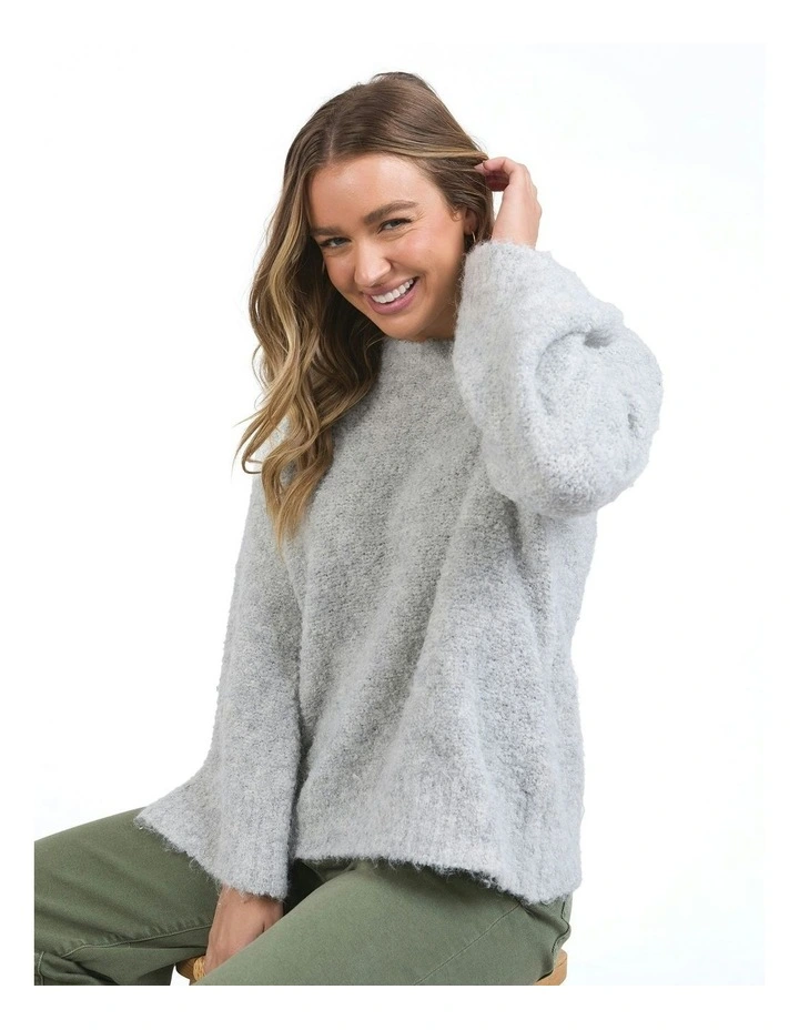 Mindie Knit Crew Jumper in Grey image 3
