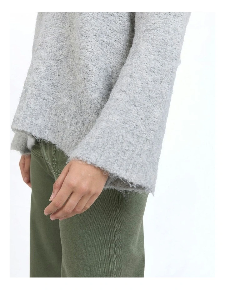 Mindie Knit Crew Jumper in Grey image 4