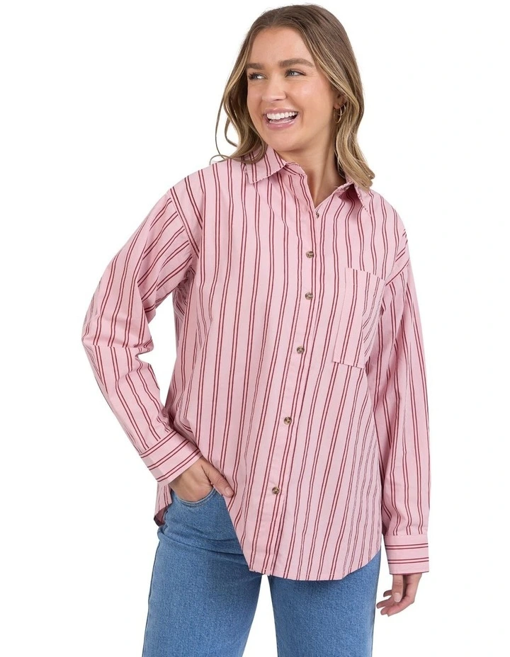 Staple Stripe Shirt in Pink image 1