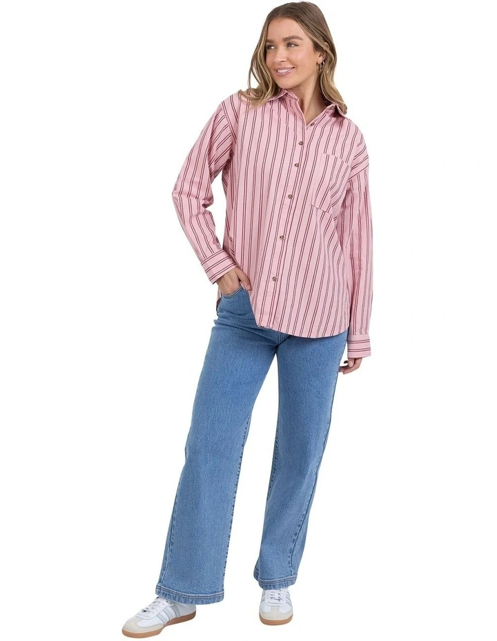 Staple Stripe Shirt in Pink image 3
