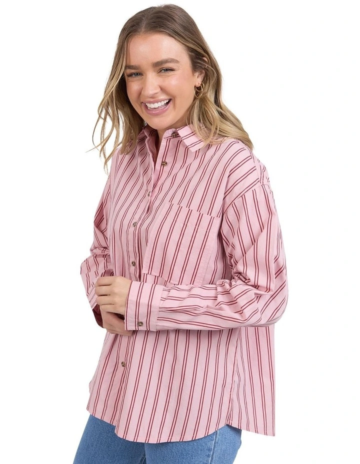 Staple Stripe Shirt in Pink image 4