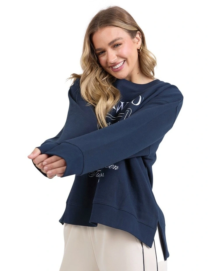 Royal Botanical Crew Sweatshirt in Navy image 4