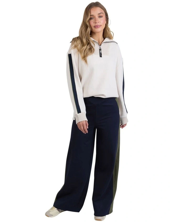 Juno Pant in Navy With Green image 3